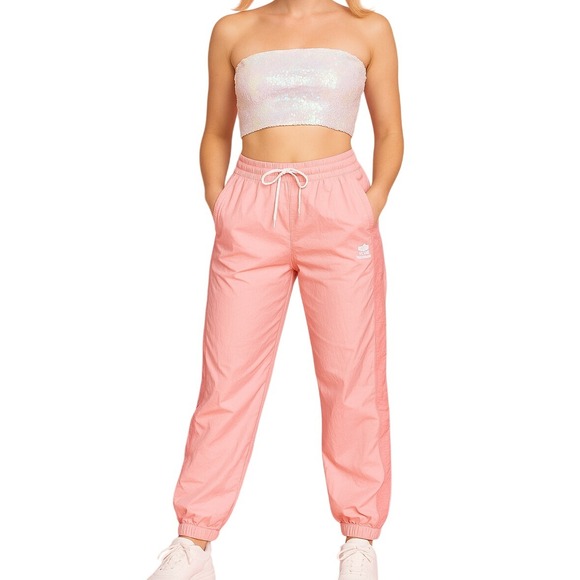 XS Adidas Pink Track Pants Athletic Training Joggers Y2k Windbreaker Peach Light - Picture 1 of 7